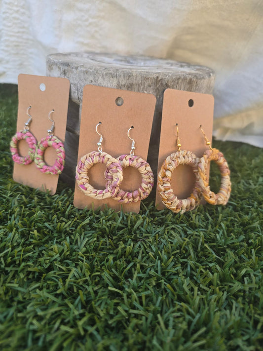 Handmade Raffia Earrings  - 2 sizes